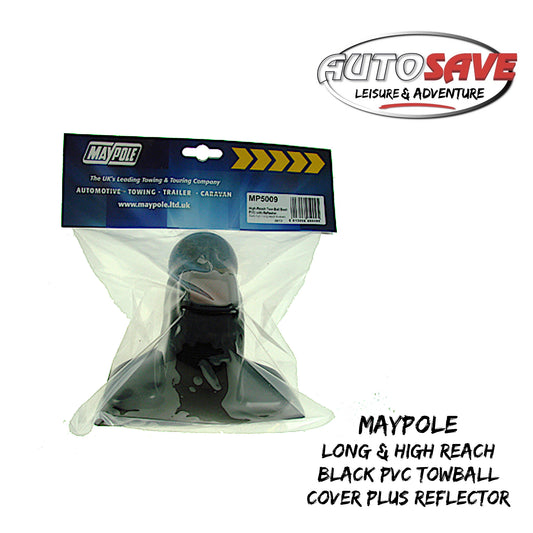 Long & High Reach Black PVC Towball Cover Plus Reflector