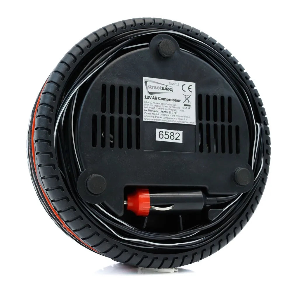 Streetwize - 250PSI 12V Tyre Shape Analogue Air Compressor With Auto Shut-Off