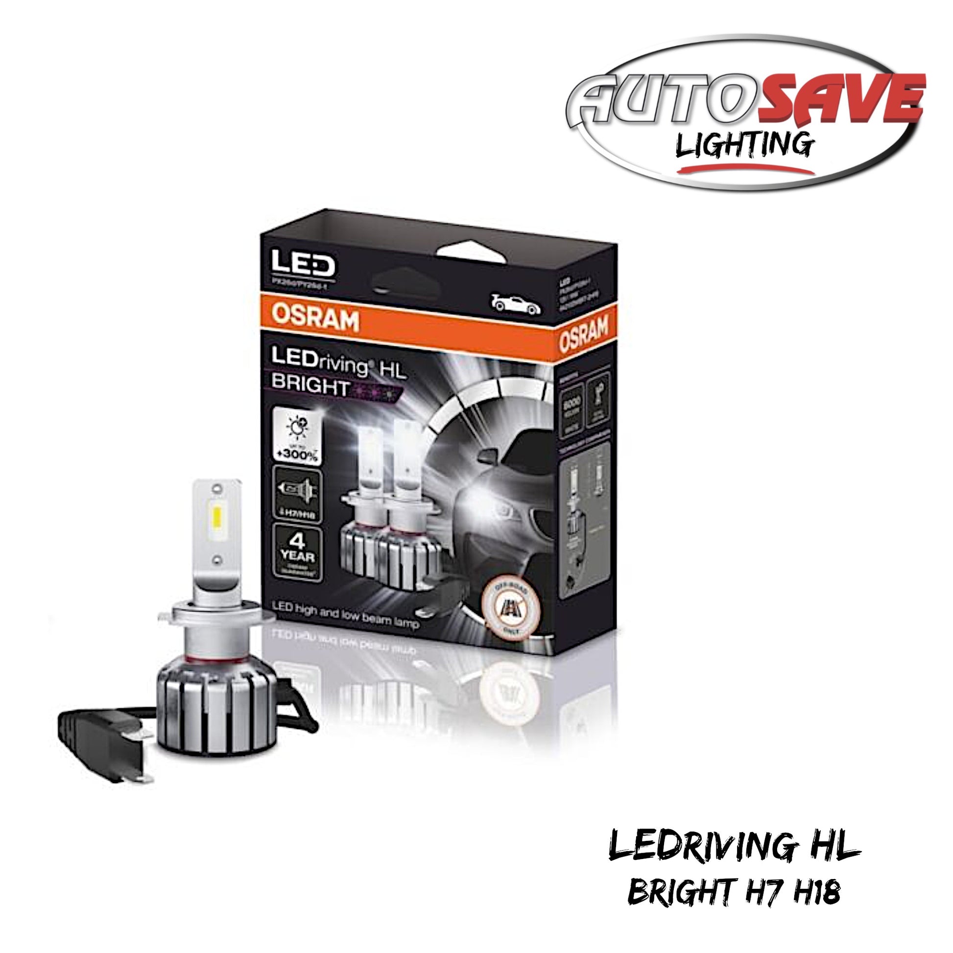 2x H7 LED OSRAM LEDriving HL BRIGHT H7/H18 6000K Bulbs 64210DWBRT-2HFB