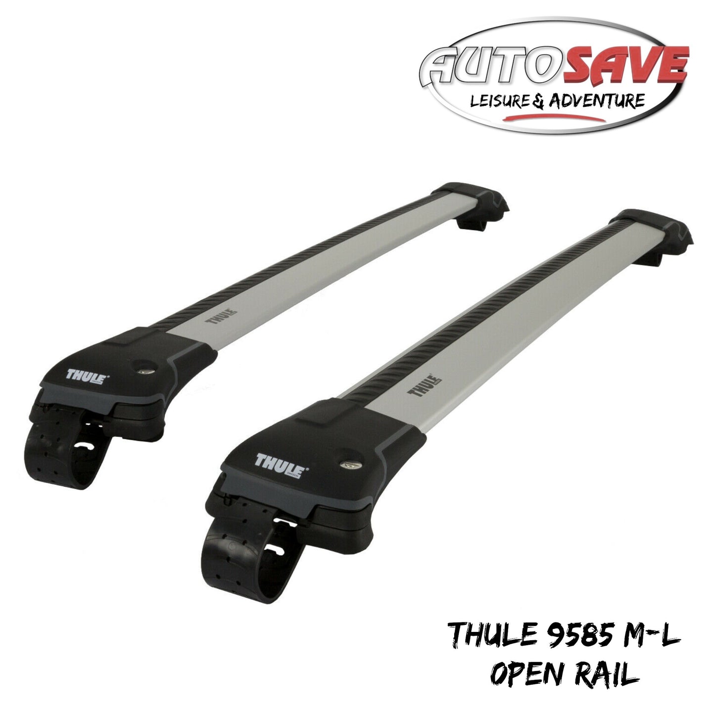 Thule 9585 M+L WingBar Edge Silver Car Roof Bars 75 kg Open Rails Lockable Pair