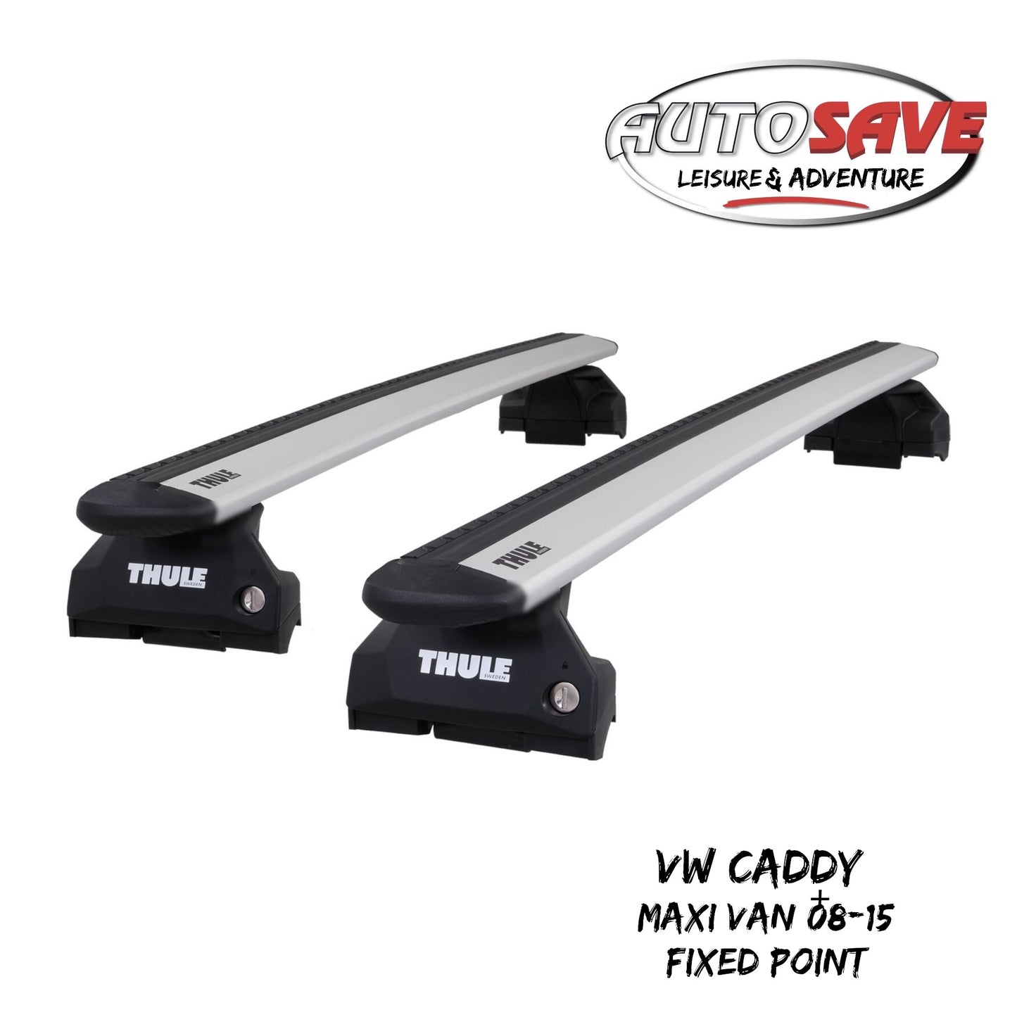 Thule Alu WingBar Evo Silver Roof Bars fit VW Caddy Maxi Van 08-15 Fixed Point