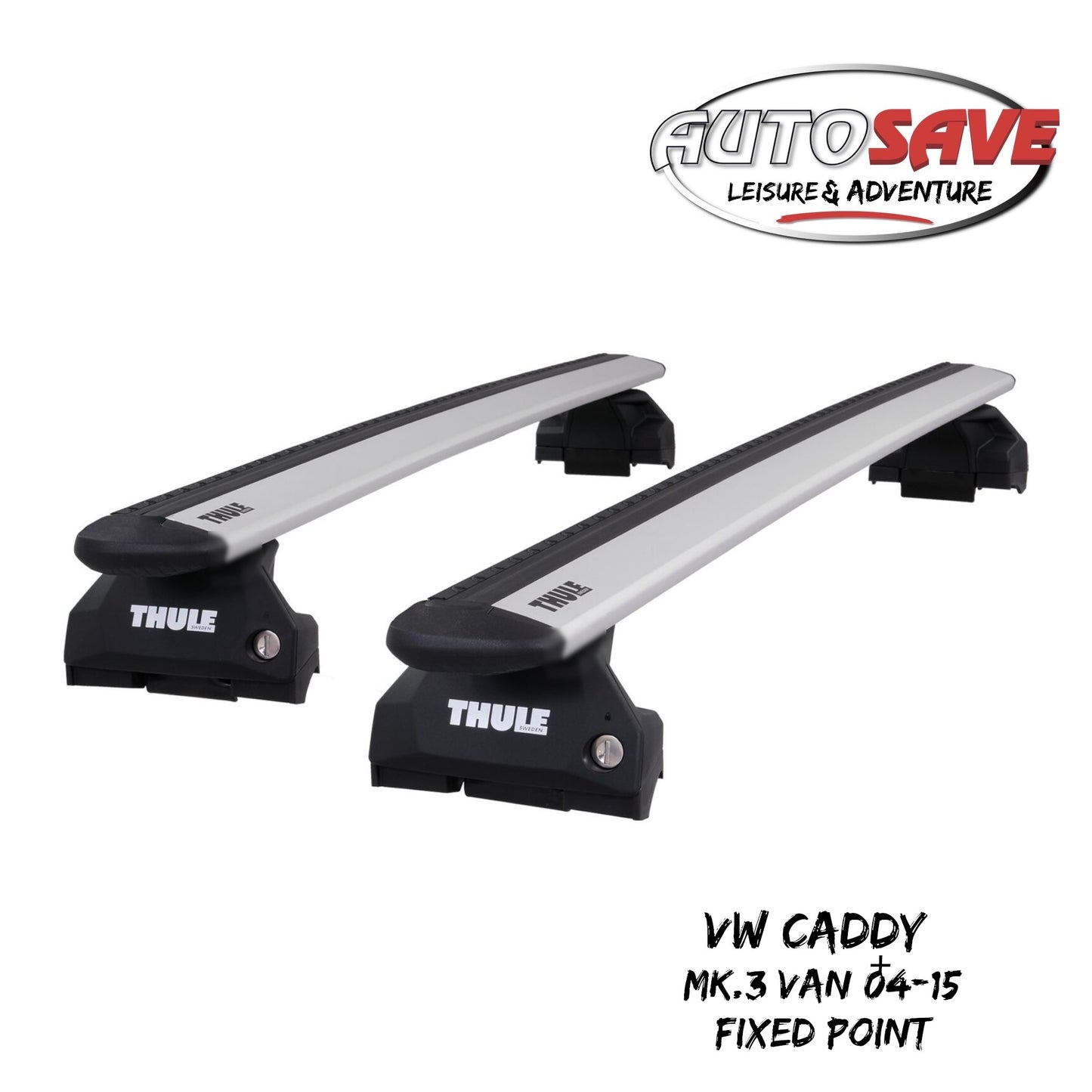 Thule Alu WingBar Evo Silver Roof Bars fit VW Caddy Mk.3 Van 04-15 Fixed Point