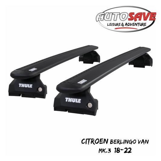 Thule Aluminium WingBar Evo Black Roof Bars Set Citroen Berlingo Van Mk.3 18-22