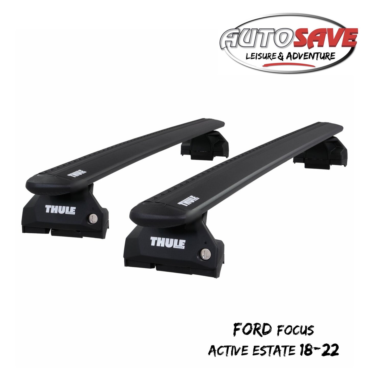 Thule Aluminium WingBar Evo Black Roof Bars Set Ford Focus Active Estate 18-22