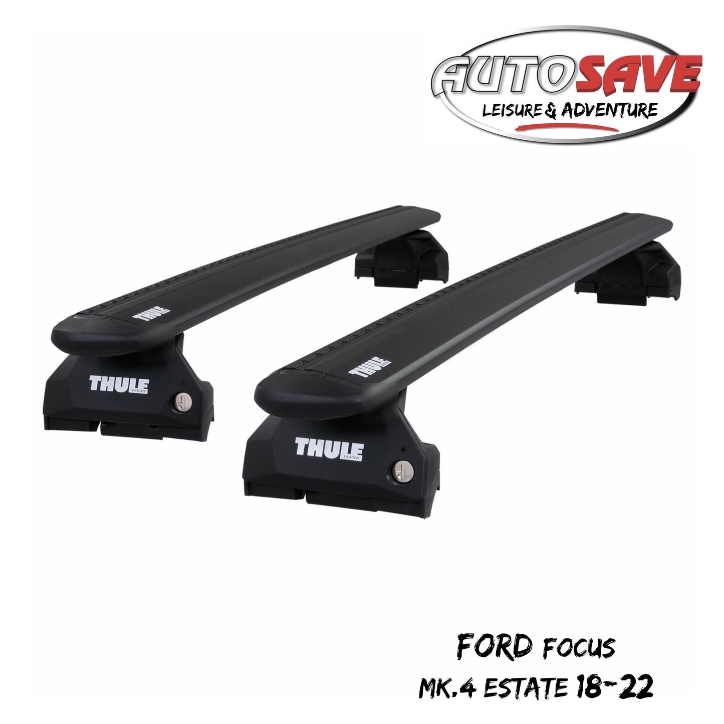 Thule Aluminium WingBar Evo Black Roof Bars Set Ford Focus Mk.4 Estate 18-22