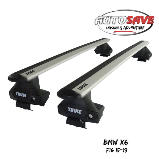 Thule Aluminium WingBar Evo Silver Roof Bar Set to fit BMW X6 F16 15-19 Lockable