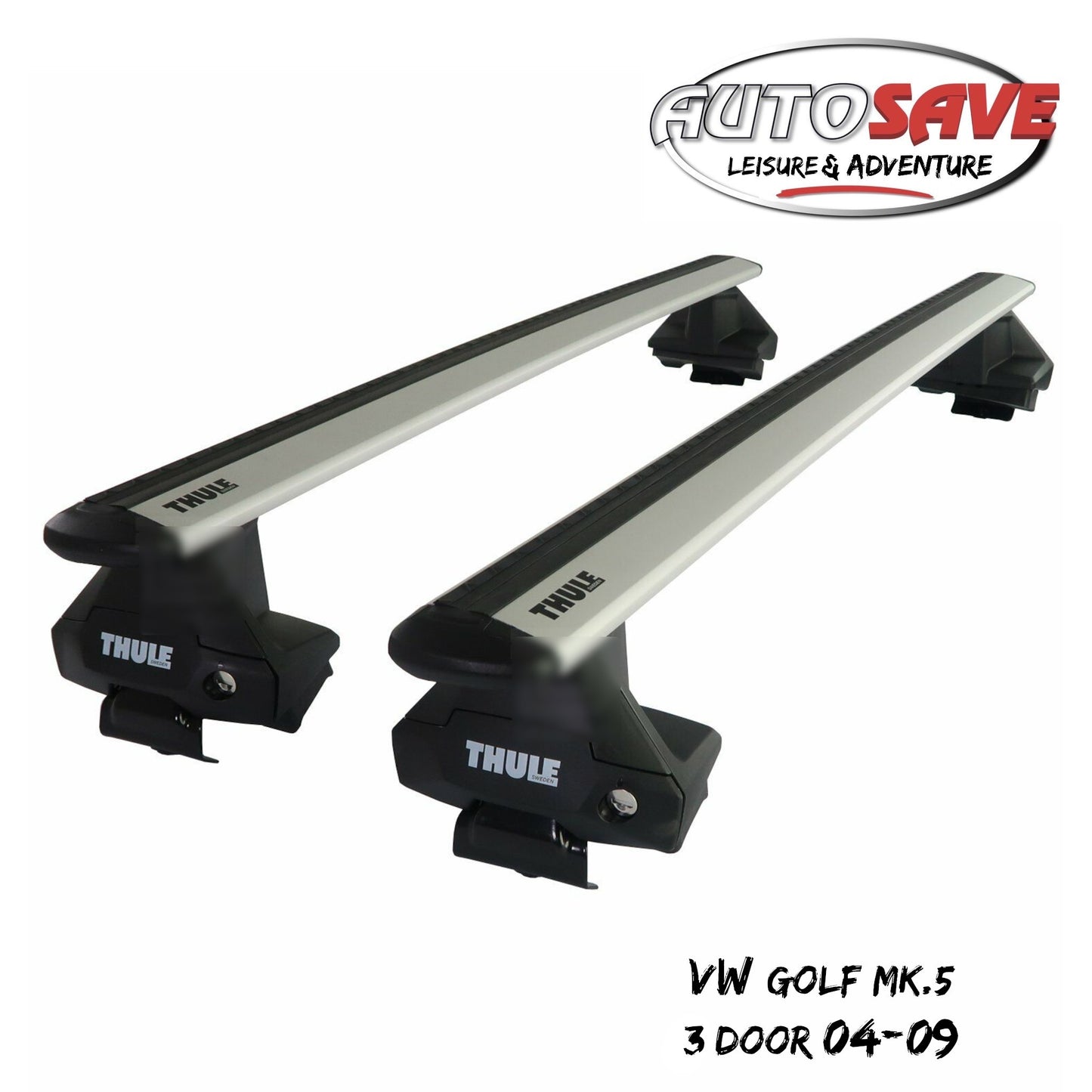 Thule Aluminium WingBar Evo Silver Roof Bar Set to fit VW Golf Mk.5 3 Door 04-08