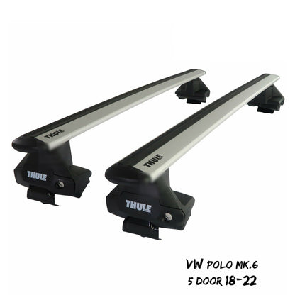 THULE - WingBar EVO (silver) Aluminium Roof Bar Set to fit VW Polo Mk.6 5-Door (2018-ON)