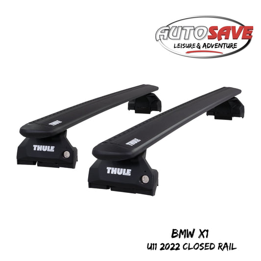 Thule Aluminum WingBar Evo Black Roof Bars Set for BMW X1 U11 2022 Closed Rail