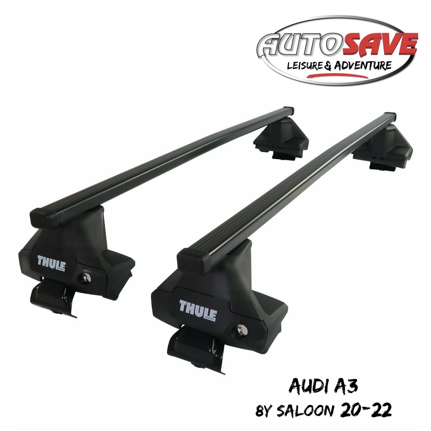 Thule Steel SquareBar Evo Roof Bars Set to fit Audi A3 Saloon 8Y 20-22 Lockable