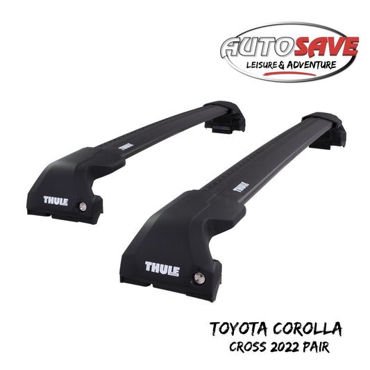 Thule WingBar Edge Black Aluminium Roof Bars for Toyota Corolla Cross 2022 Pair