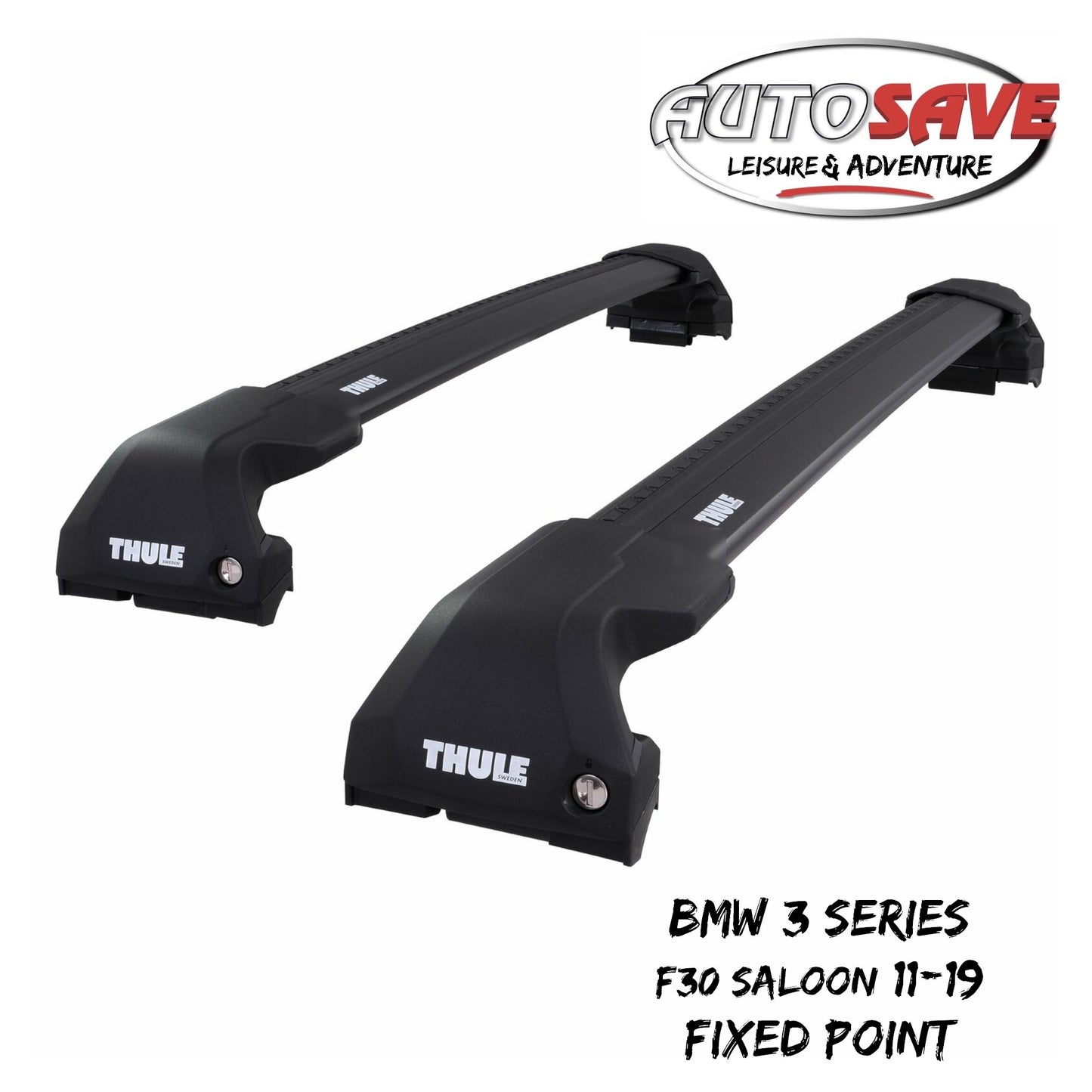 Thule WingBar Edge Black Roof Bar Set for BMW 3 Series Saloon F30 11-19 Fixpoint