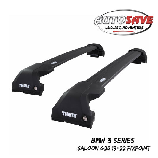 Thule WingBar Edge Black Roof Bar Set for BMW 3 Series Saloon G20 19-22 Fixpoint