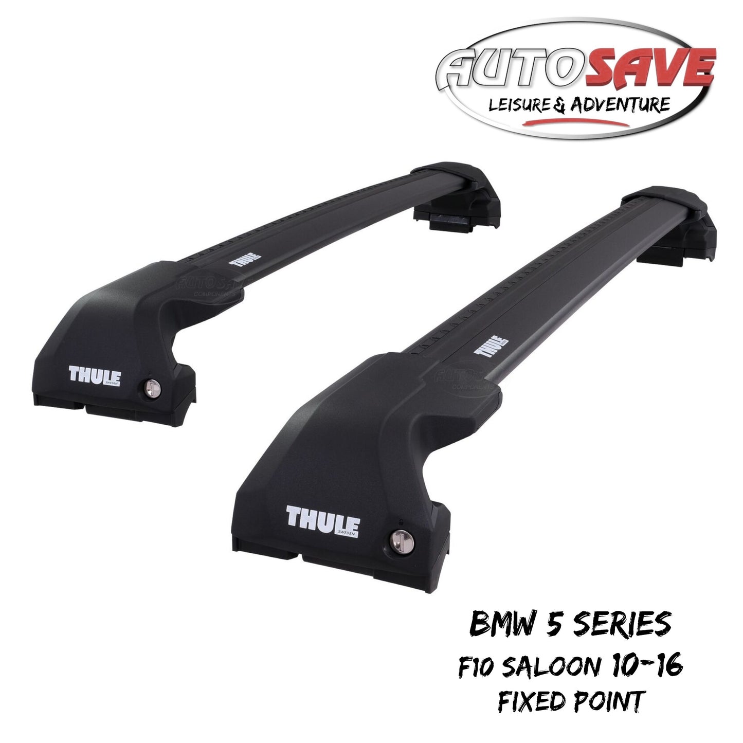 Thule WingBar Edge Black Roof Bars BMW 5 Series F10 Saloon 10-16 Fixed Point