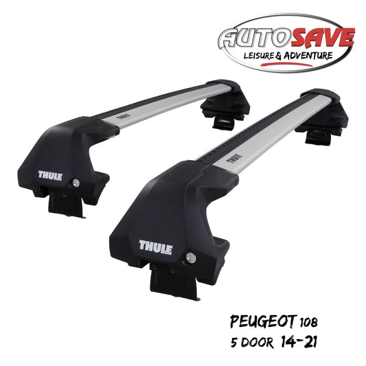 Thule WingBar Edge Silver Aluminium Roof Bars Set for Peugeot 108 5 Door 14-21