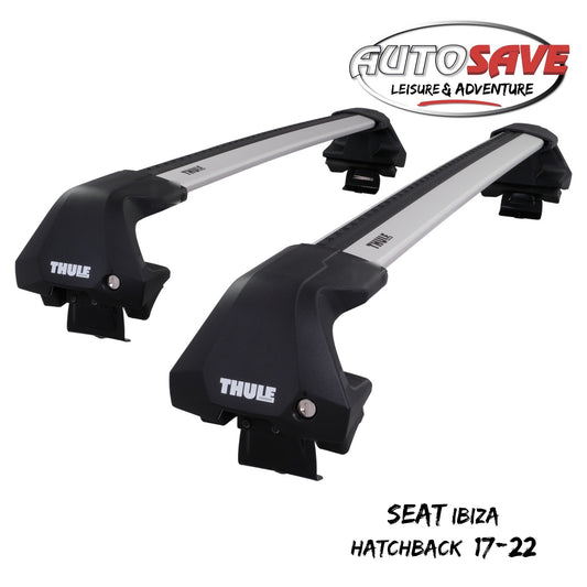 Thule WingBar Edge Silver Aluminium Roof Bars Set for Seat Ibiza Hatchback 17-22