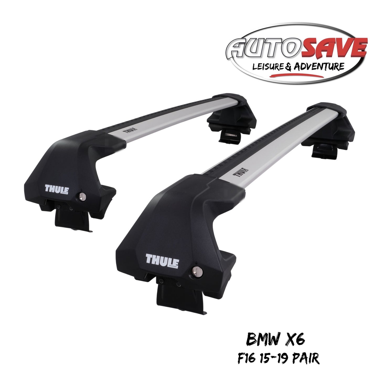Thule WingBar Edge Silver Aluminium Roof Bars Set to fit BMW X6 F16 15-19 Pair