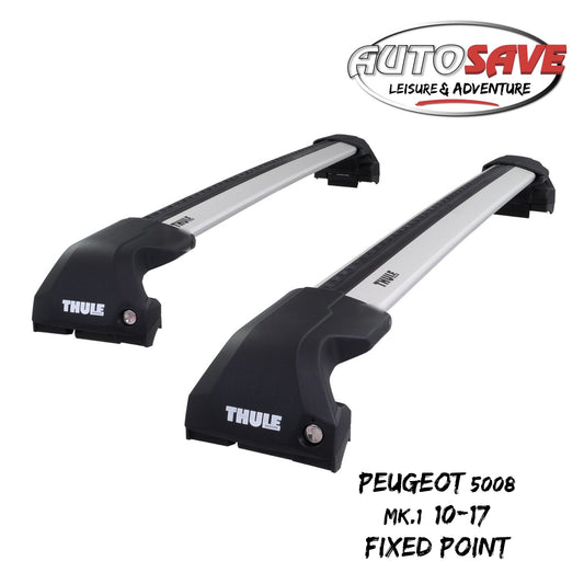 Thule WingBar Edge Silver Roof Bars for Peugeot 5008 Mk1 10-17 Fixpoint Lockable