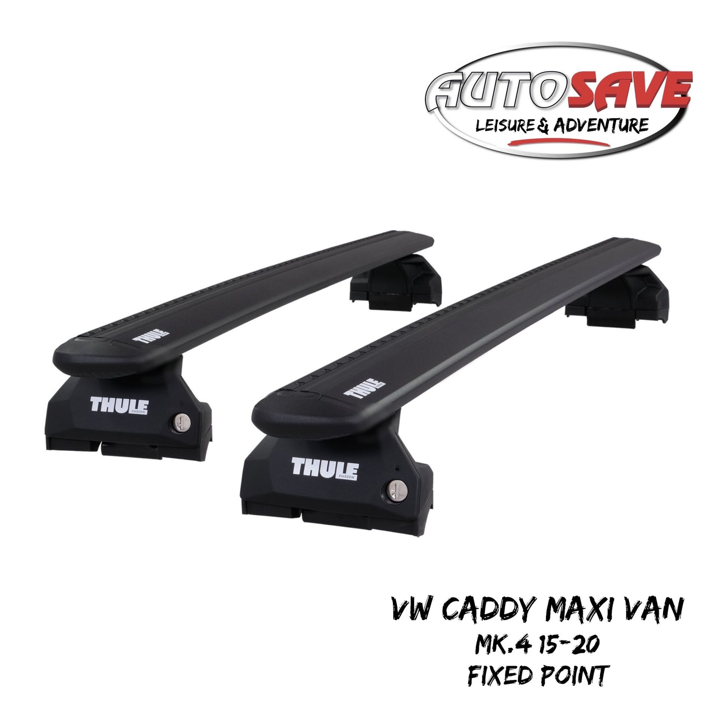 Thule WingBar Evo Black Roof Bars Set for VW Caddy Maxi Van Mk.4 15-20 Fixpoint