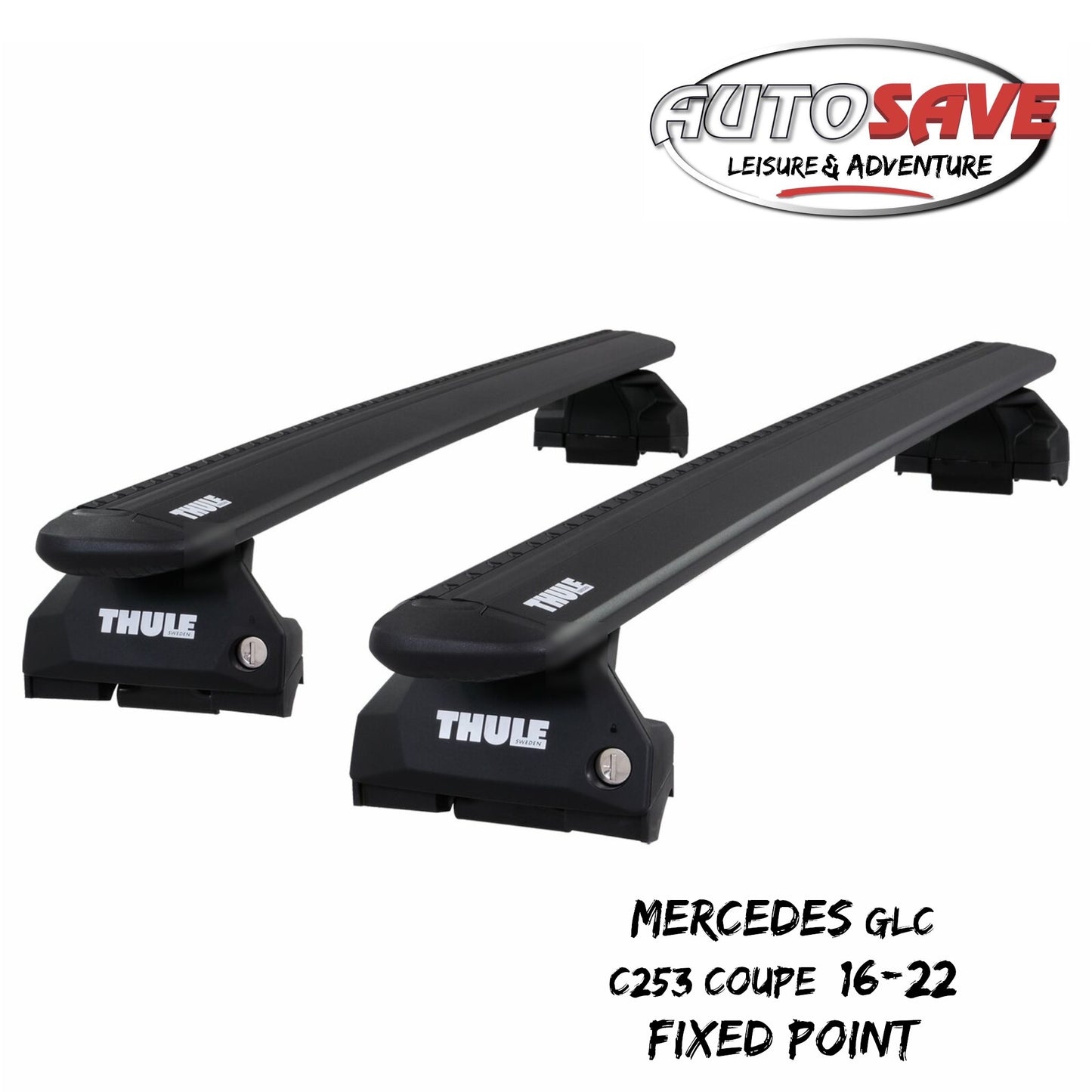 Thule WingBar Evo Black Roof Bars fit Mercedes GLC C253 Coupe 16-22 Fixed Point