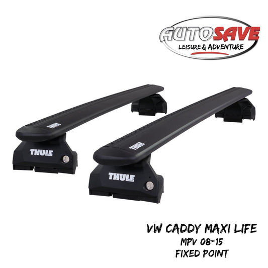 Thule WingBar Evo Black Roof Bars fit VW Caddy Maxi Life MPV 08-15 Fixed Point