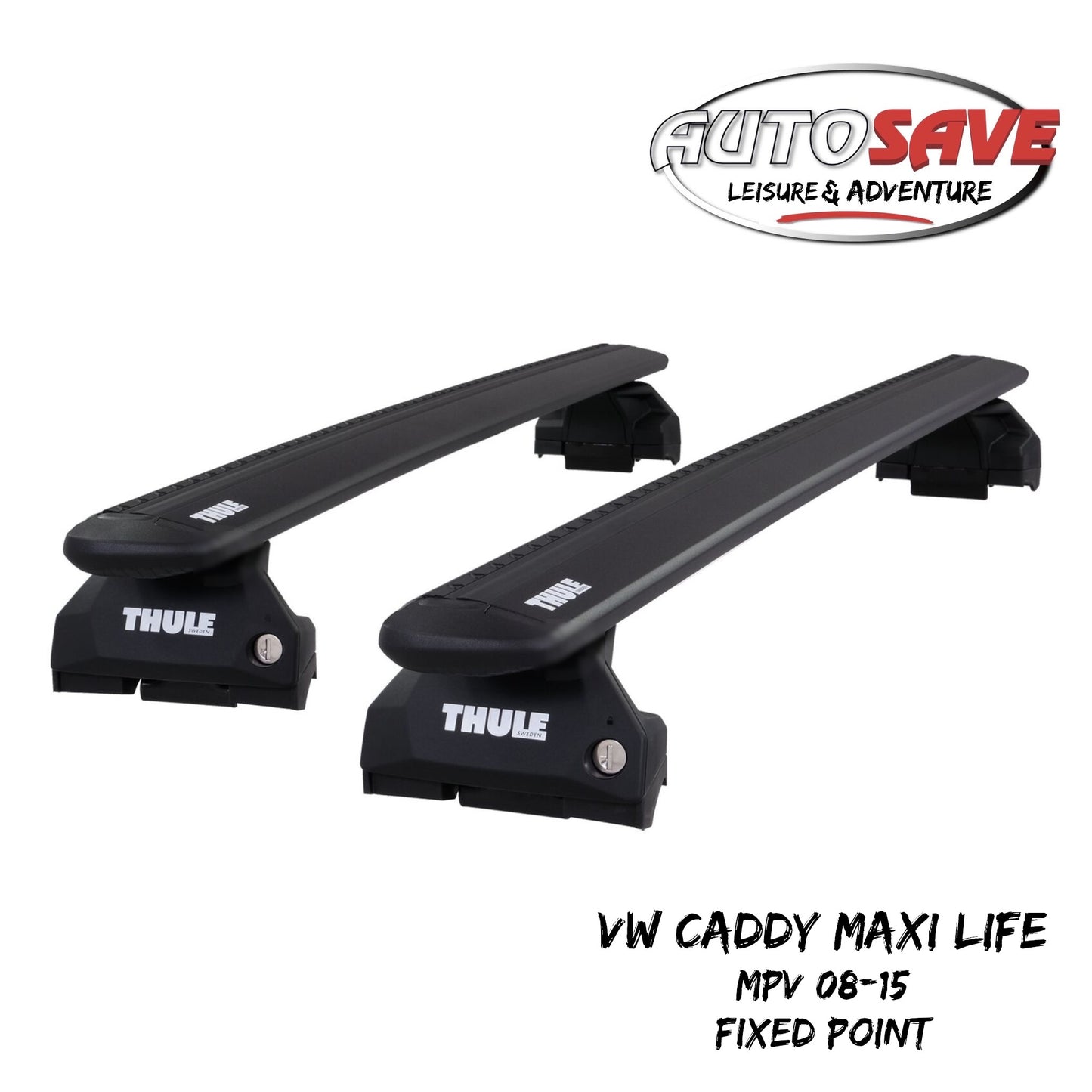 Thule WingBar Evo Black Roof Bars fit VW Caddy Maxi Life MPV 08-15 Fixed Point