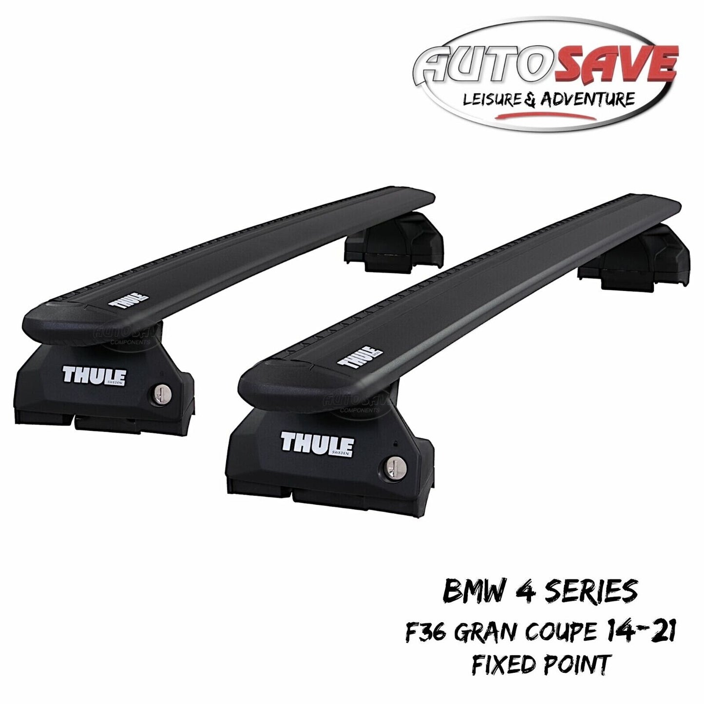 Thule WingBar Evo Black Roof Bars for BMW 4 Series Gran Coupe F36 14-21 Fixpoint