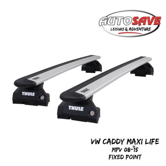 Thule WingBar Evo Silver Roof Bars fit VW Caddy Maxi Life MPV 08-15 Fixed Point
