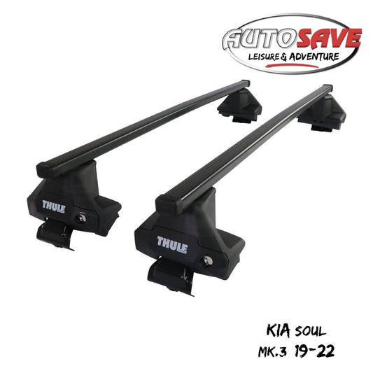 Thule Steel SquareBar Evo Roof Bar Set to fit Kia Soul Mk.3 19-22 Lockable Pair