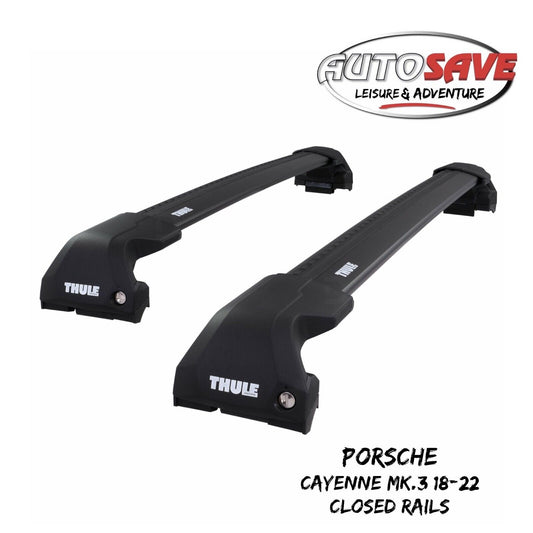 Thule WingBar Edge Black Roof Bar Set Porsche Cayenne Mk.3 18-22 Closed Rails