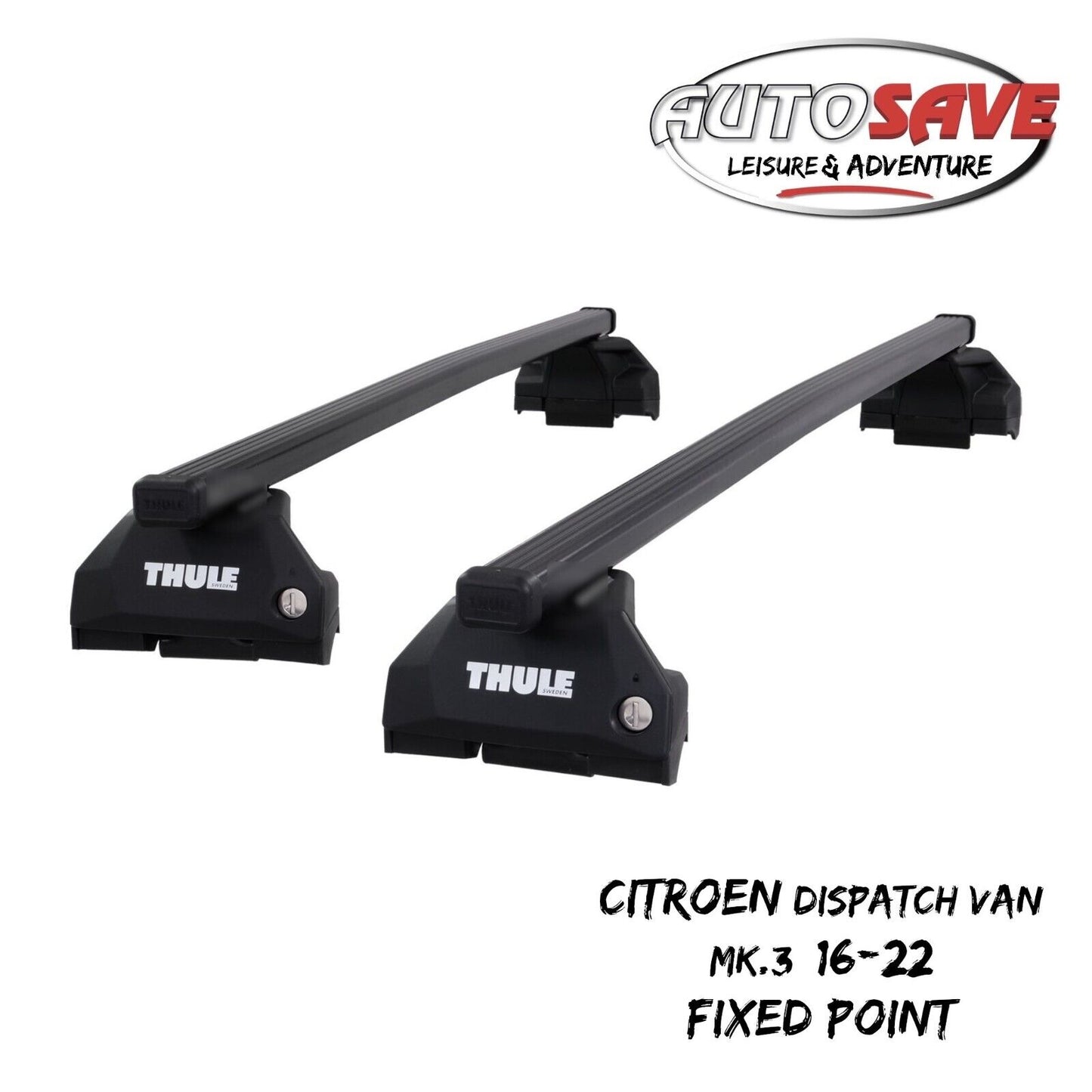 Thule SquareBar Evo Roof Bars Set for Citroen Dispatch Van Mk.3 16-22 Fixpoints