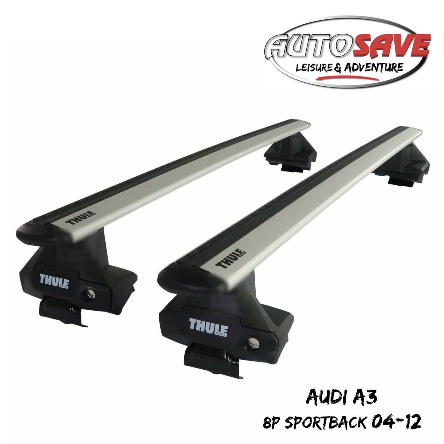 Thule Aluminium WingBar Evo Silver Roof Bars to fit Audi A3 8P Sportback 04-12