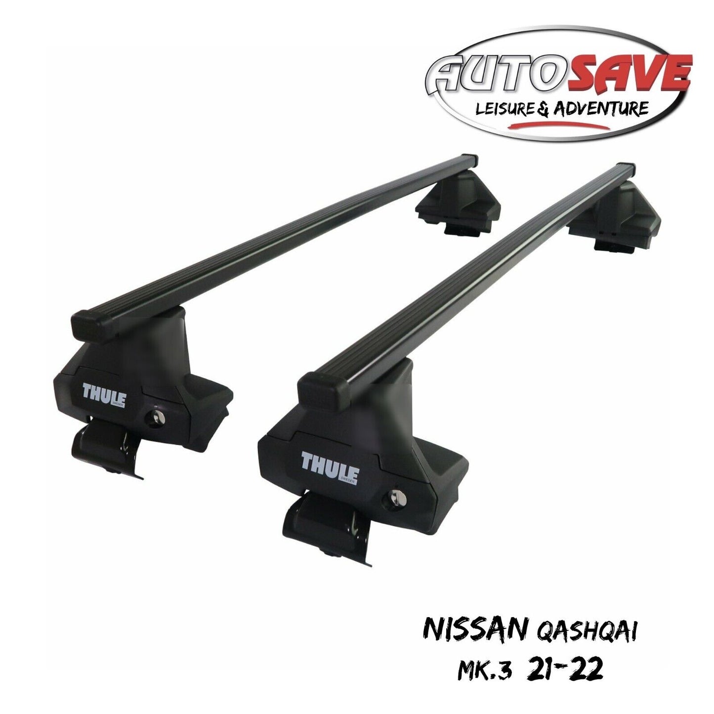Thule Steel SquareBar Evo Roof Bars Set for Nissan Qashqai Mk.3 21-22 Lockable