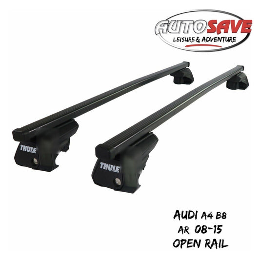 Thule Steel SquareBar Evo Roof Bars Set fit Audi A4 B8 Allroad 08-15 Open Rail