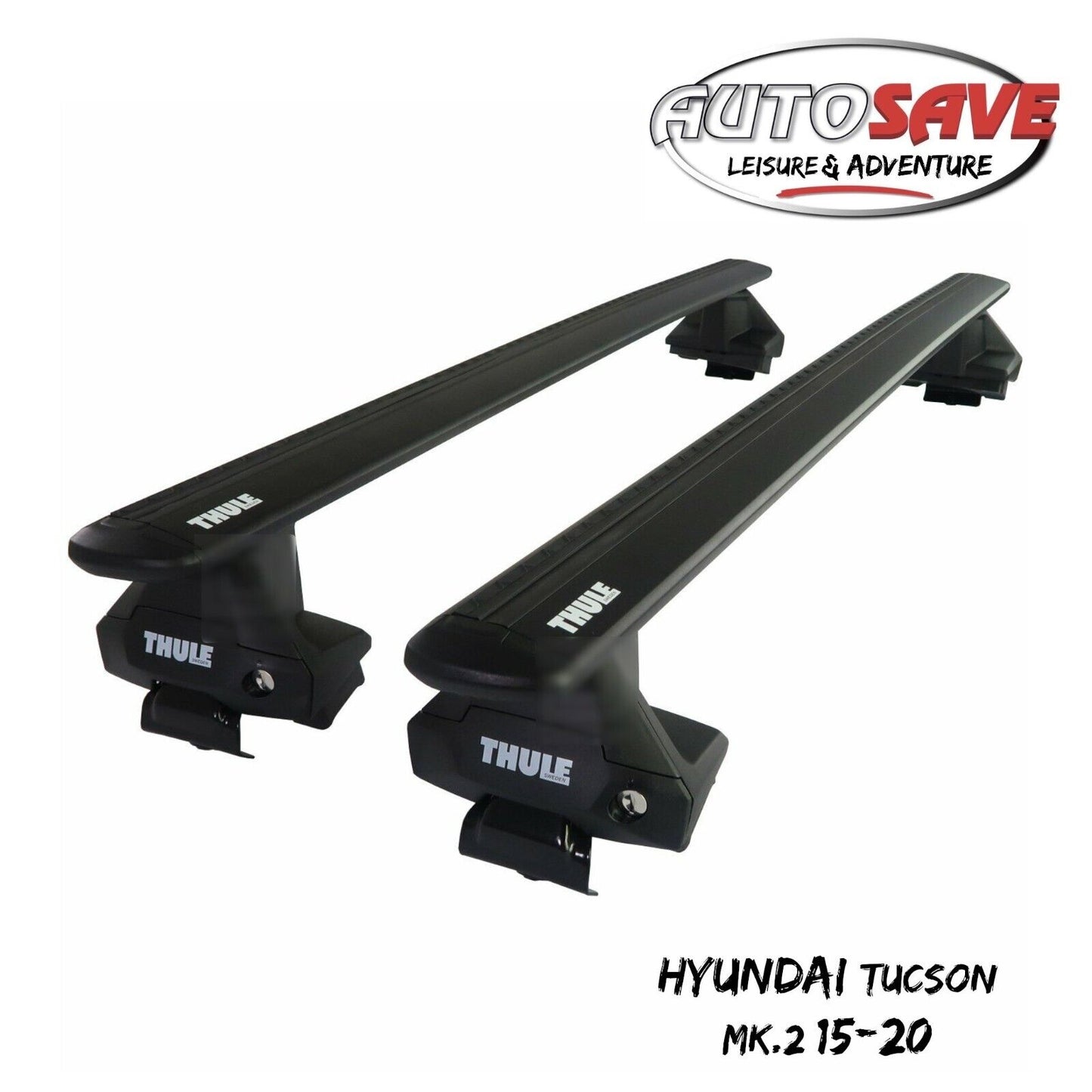 Thule Aluminium WingBar Evo Black Roof Bars Set to fit Hyundai Tucson Mk.2 15-20