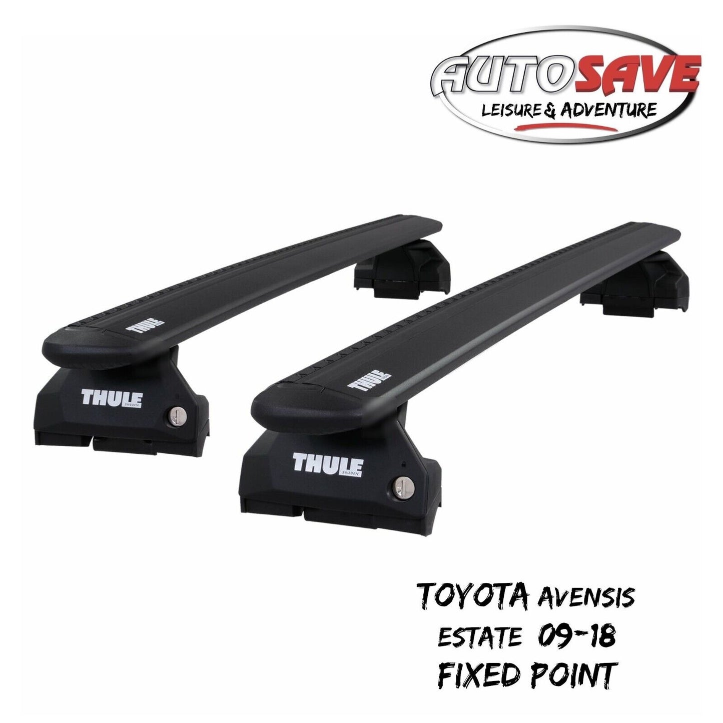 Thule WingBar Evo Black Roof Bars Set for Toyota Avensis Estate 09-18 Fixpoints