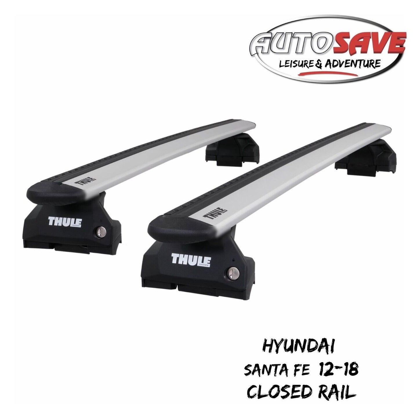 Thule WingBar Evo Silver Roof Bars Set to fit Hyundai Santa Fe 12-18 Closed Rail