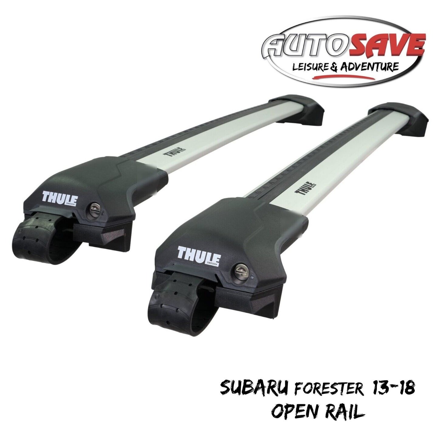 Thule WingBar Edge Silver Roof Bar Set to fit Subaru Forester 13-18 Open Rail