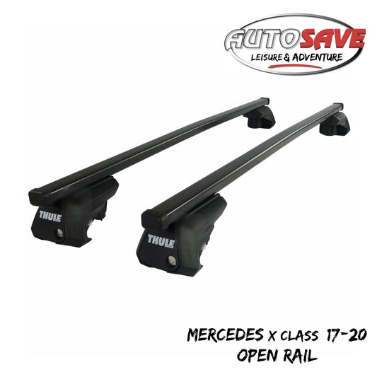 Thule Steel SquareBar Evo Roof Bars Set to fit Mercedes X Class 17-20 Open Rail