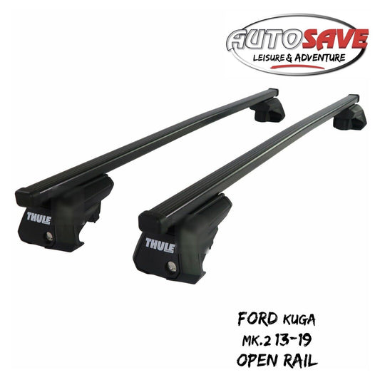Thule Steel SquareBar Evo Roof Bars Set to fit Ford Kuga Mk.2 13-19 Open Rail