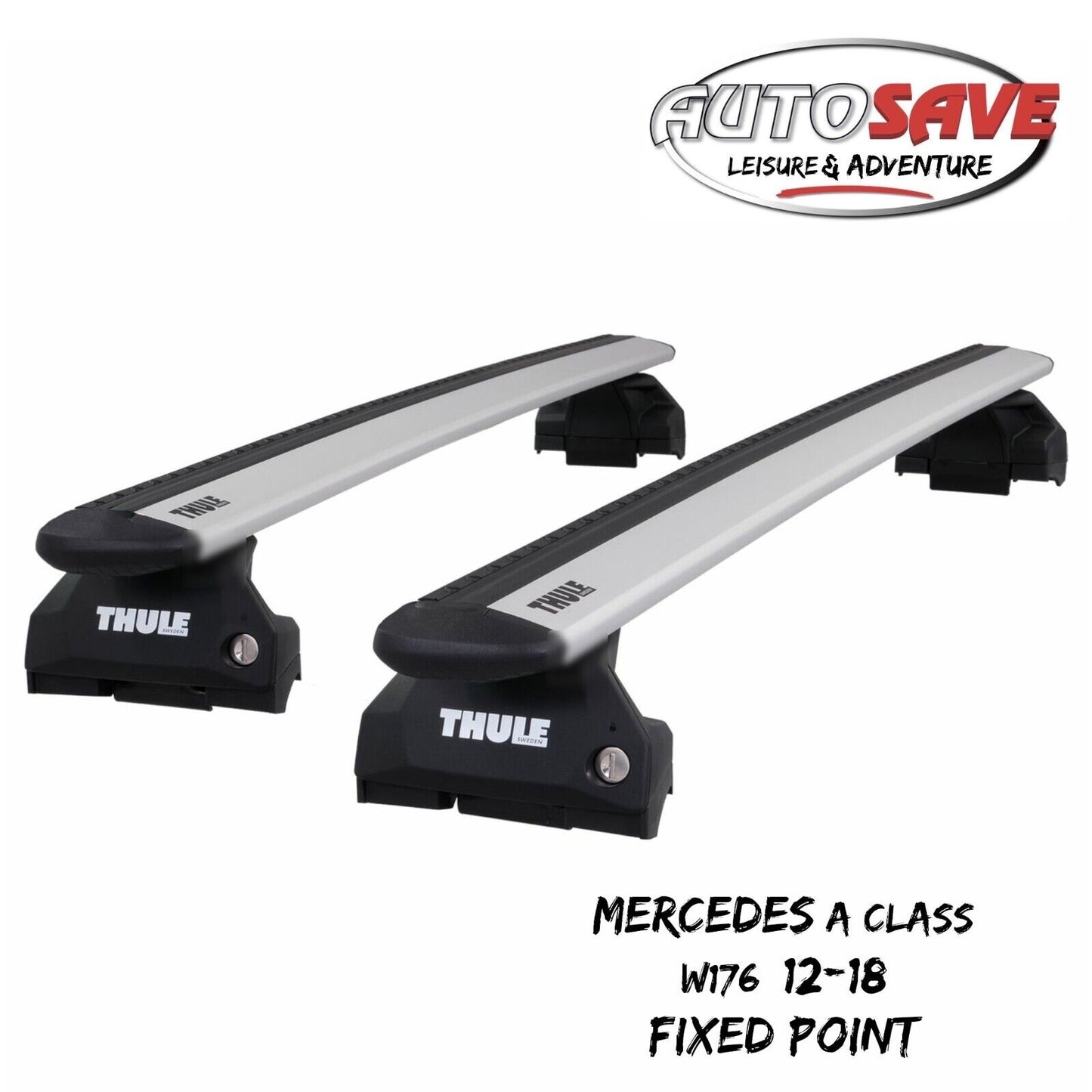 Thule WingBar Evo Silver Roof Bars Set for Mercedes A Class W176 12-18 Fixpoints