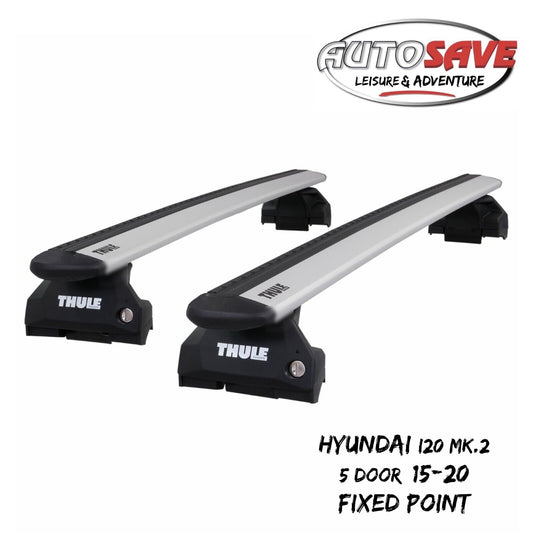 Thule WingBar Evo Silver Roof Bars fit Hyundai i20 Mk.2 5 Door 15-20 Fixed Point