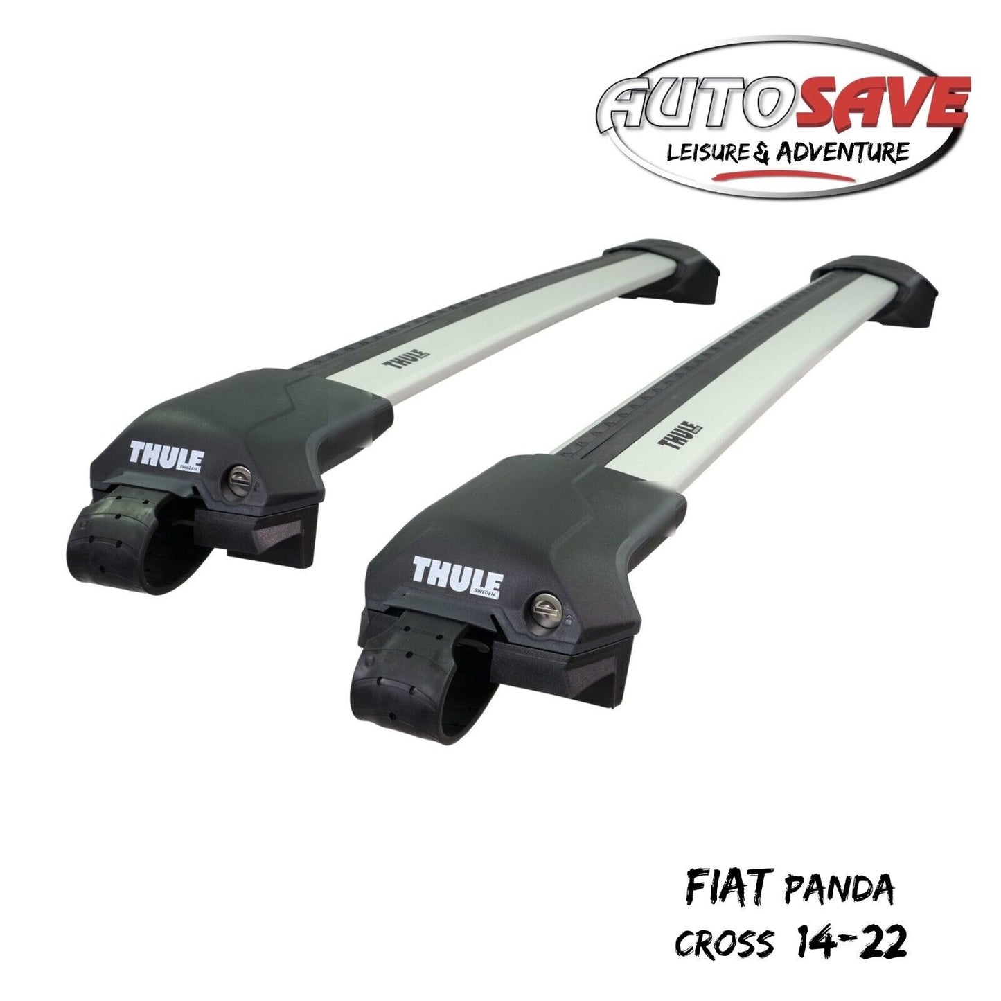 Thule Aluminum WingBar Edge Silver Roof Bars to fit Fiat Panda Cross 14-22 Rails