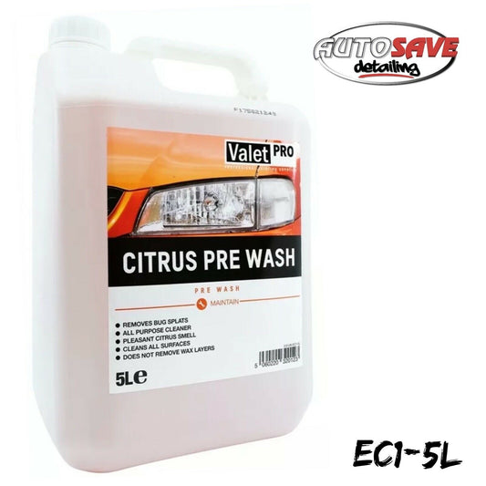 Valet Pro Citrus Pre Wash, Snow Foam Pre Wash, Bug Remover pH Neutral 5 Litre