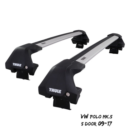 THULE - WingBar Edge (silver) Aluminium Roof Bar Set to fit VW Polo 5 Door Mk.5 (2009-17)