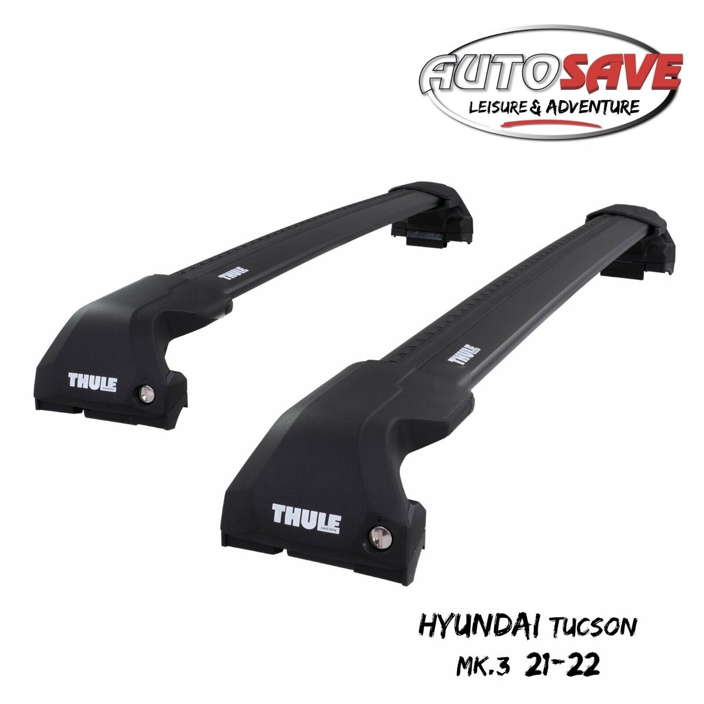 Thule WingBar Edge Black Aluminium Roof Bars for Hyundai Tucson Mk.3 21-22 Rails