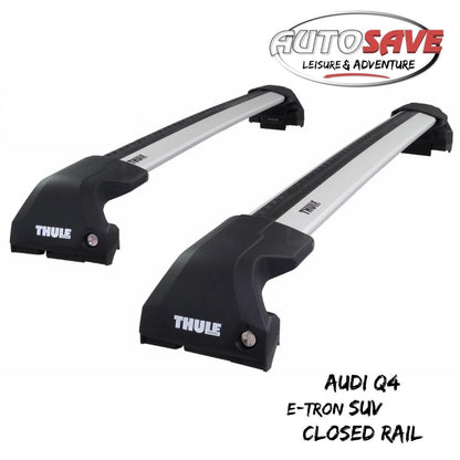WingBar Edge (silver) Roof Bars Set for Audi Q4 e-tron SUV 2021-26 Flush (closed) Rail