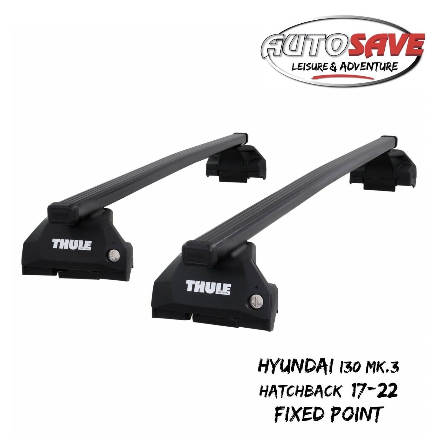 Thule SquareBar Evo Roof Bars Set for Hyundai i30 Hatchback Mk.3 17-22 Fixpoints