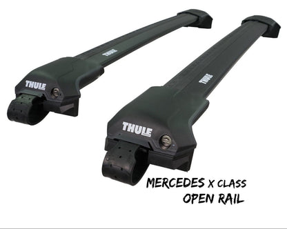 WingBar Edge (black) Roof Bars Mercedes X Class 2018-20 Raised (Open) Rails