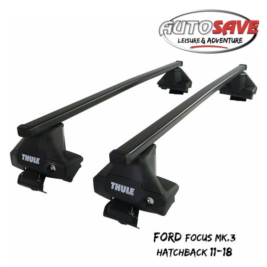 Thule Steel SquareBar Evo Roof Bars Set to fit Ford Focus Mk.3 Hatchback 11-18